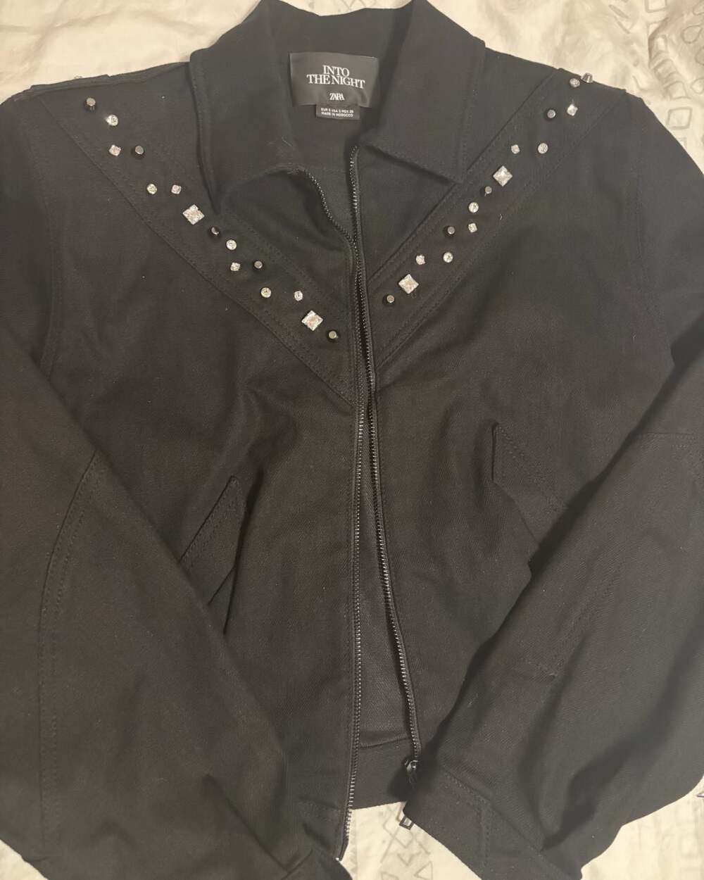 ZARA RHINESTONE BOMBER JACKET - LIMITED EDITION IN...